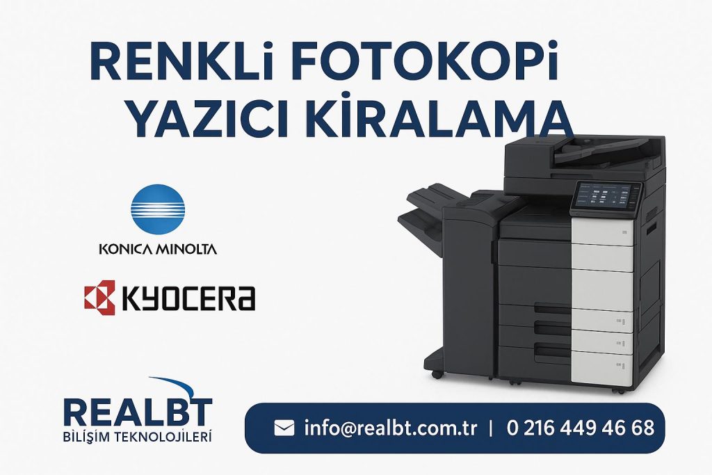 Kadıköy'de Ricoh, Konica Minolta ve Kyocera marka renkli fotokopi yazıcı kiralama hizmeti