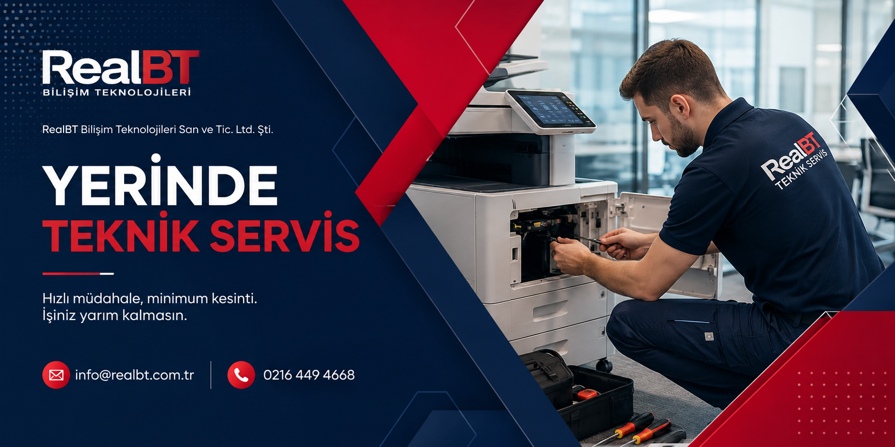 Yerinde Teknik Servis - RealBT yazıcı ve fotokopi cihazları için kurumsal teknik destek
